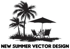 A set of summer silhouette illustration free design vector