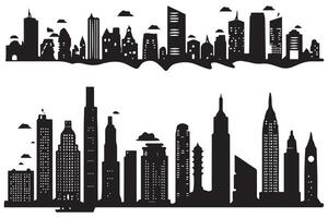 City buildings silhouette illustration free design isolated on white background vector