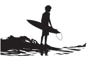 Surfing Silhouette design white background pro vector