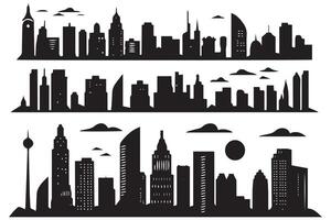 City buildings silhouette illustration free design isolated on white background vector