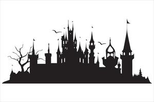 Halloween witch house silhouette design vector