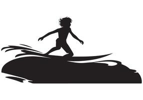 Surfing Silhouette design white background free vector