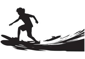 Surfing Silhouette design white background pro vector