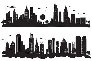set of city silhouette in a flat style free design vector