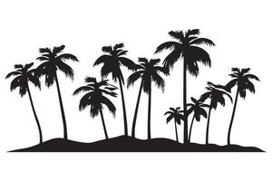 esta conjunto de detallado palma y Coco árbol silueta ilustraciones vector