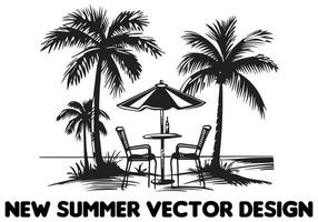 A set of summer silhouette illustration free design vector