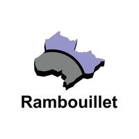 Map of Rambouillet design illustration, symbol, sign, outline, World Map International template on white background vector