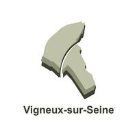 Vigneux sur Seine City of France map illustration, template with outline graphic sketch design vector