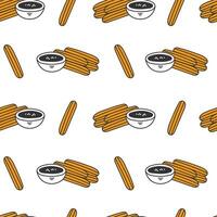 Churro seamless pattern in doodle style vector