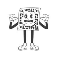 qr código retro dibujos animados personaje vector