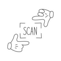 qr código escanear mano gesto ilustración vector