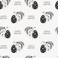 Easter seamless pattern with Bunny Egg Text in Doodle style vector