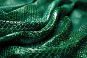 Green luxury snake skin texture for background. photo