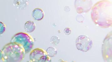 White background with soap bubbles. photo