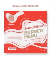 Square banner template with red and white waving hand drawn background for advertising template vector