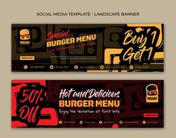 Landscape banner template with hand drawn background in red and white for advertisement design vector