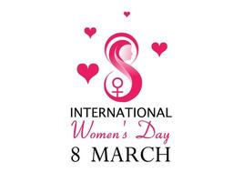 Celebration of International Women's Day March 8, with a pink woman's face logo concept and a female symbol design vector