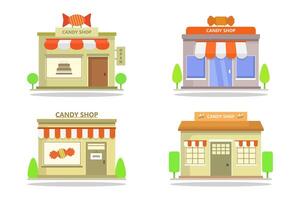 Candy shop buildings vector