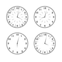 A round clock with a dial and hands vector