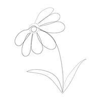 Abstract floral background. Daisies in the style of line art, one continuous line. Hand drawing. The minimalist style will complement your design vector