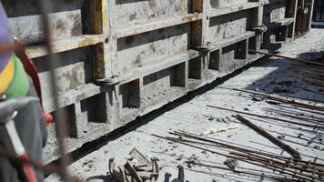 installation of Construction Formwork at a construction site video