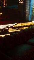 sci fi futuristic interior with neon lights video