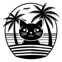 An elegant cat on vacation wearing dark sunglasses illustration vector