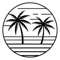T-shirt logo Beach of palm trees illustration vector