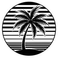 T-shirt logo Beach of palm trees illustration vector