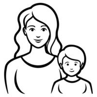 Beautiful mother silhouette with baby. Liner logo illustration on white background. Mother day card vector