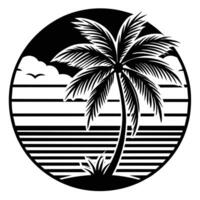 T-shirt logo Beach of palm trees illustration vector