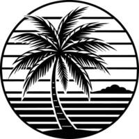 T-shirt logo Beach of palm trees illustration vector