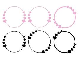 Set of silhouette Mother's Day border frame with wreath design vector