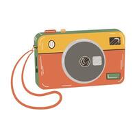 Digital photo camera. Colorful camera Hand drawn trendy flat style Illustration isolated on white background. vector