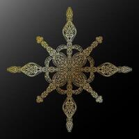 golden snowflake on black background vector