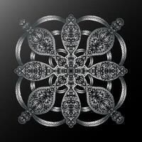 3D Mandala Kaleidoscope Ethnic Motifs Gradient Metallic Stylized Snowflake Element vector