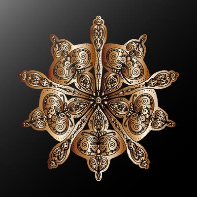 3D Mandala Kaleidoscope Ethnic Motifs Gradient Metallic Stylized Snowflake Element