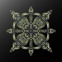 3D Mandala Kaleidoscope Ethnic Motifs Gradient Metallic Stylized Snowflake Element vector
