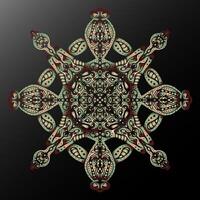 3d mandala caleidoscopio étnico motivos degradado metálico estilizado copo de nieve elemento vector