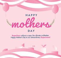 Happy Mothers day. May 12th 2024 Happy mothers day celebration banner, social media post in light pink colour theme. Celebrating, embracing women in their super hero role as mothers. Wishing banner. vector