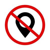 Map pin and prohibited icon. Travel ban. vector