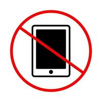 Smartphone prohibition sign. Smartphone warning sign. vector