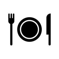 restaurante silueta icono. tenedor, cuchillo y lámina. menú. vector