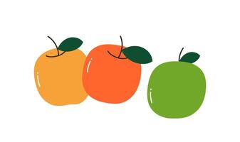 Fresco manzana y hojas, natural orgánico bocadillo, sano vitamina alimento, todo maduro Fruta con provenir, natural maduro comiendo alimento, jardín Fruta plano ilustración. vector