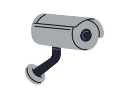 IP CCTV security camera, surveillance camera, monitoring, defocused home security camera, wall mounted camera for outdoor area safety and observation flat illustration. vector