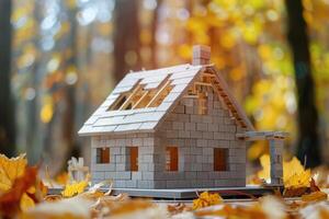 Building a silicate block house in a summer cottage. photo