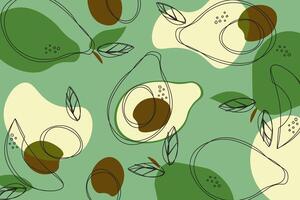Avocado seamless pattern vector