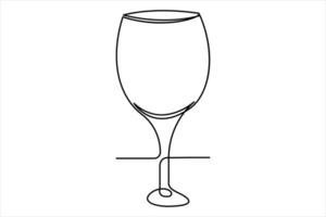 continuo soltero línea vino Bebiendo vaso en línea continuo soltero línea Arte. vector