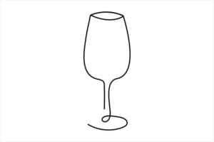 Continuous single line wine Drinking glass online continuous single line art. vector