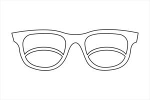 single line illustration Sunglasses with White frame of stylish round glasses.Accessories for summer. vector